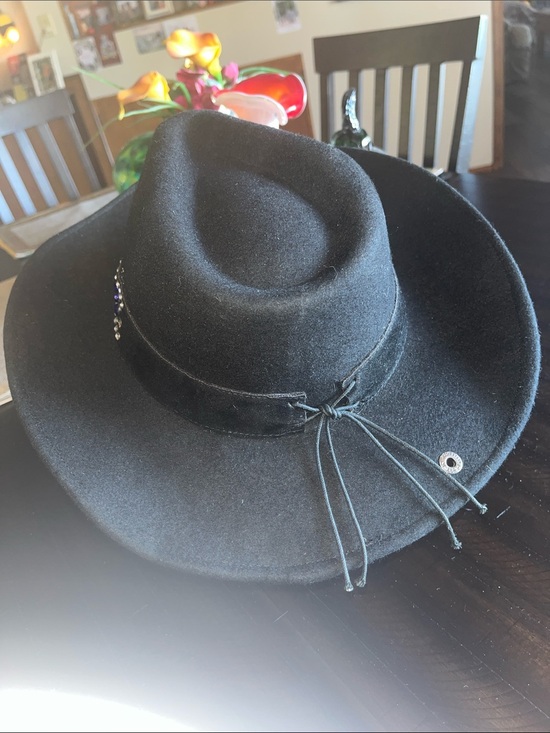 Peter Grimm Black Wide-Brim Wool Hat with Rhinestone & Blue Accent Band main image 11